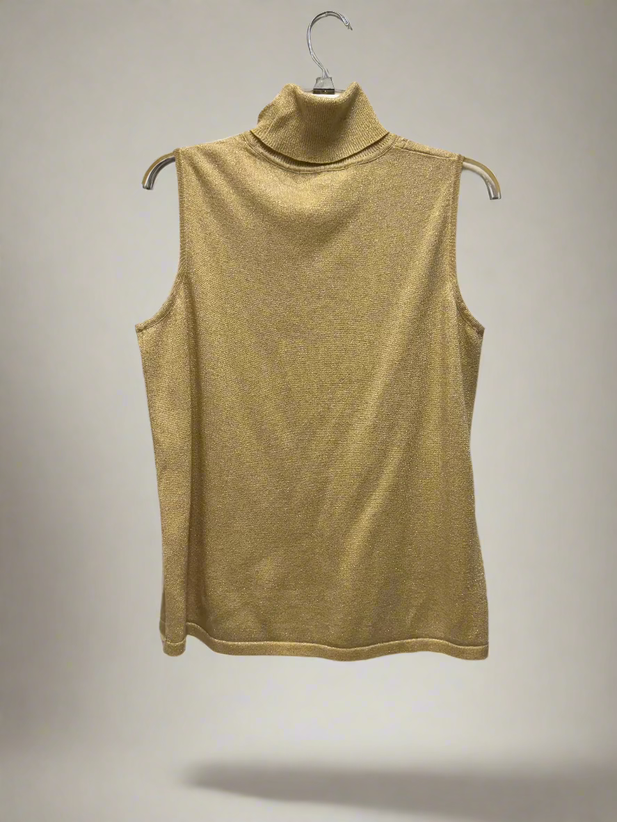 Moonlight Bay - Tan with Gold Sparkles - Sleeveless - Turtle Neck - Size XL
