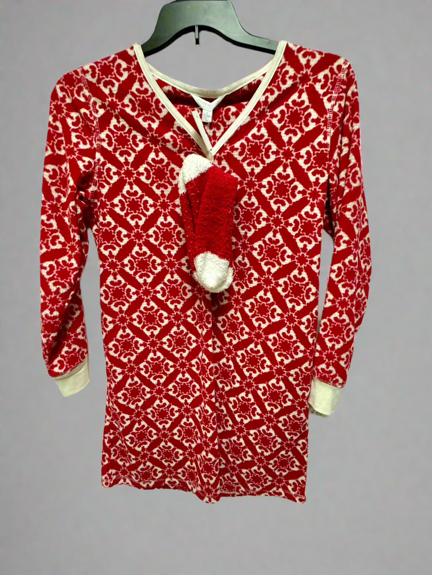 Charter Club Red White Nightgown with Socks Size M Once Again Boutique and Consignment