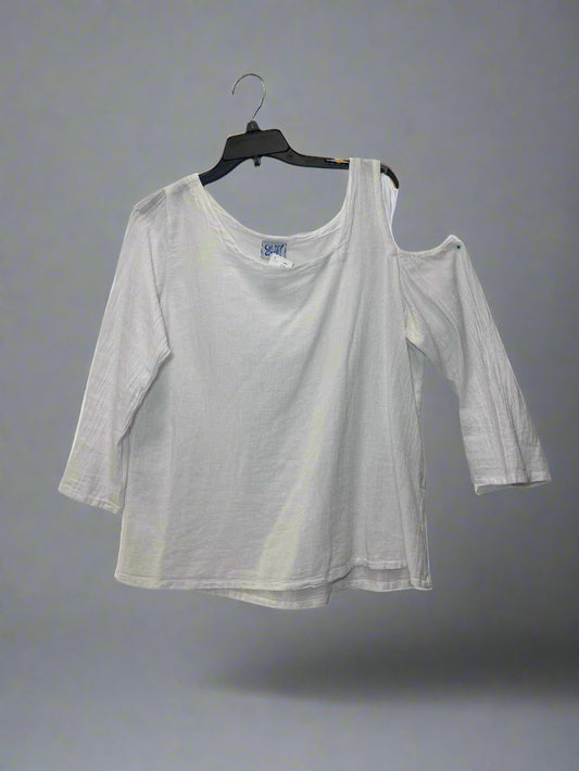 Oh My Gauze - White - 3/4 Sleeve - One Cold Shoulder - Size L