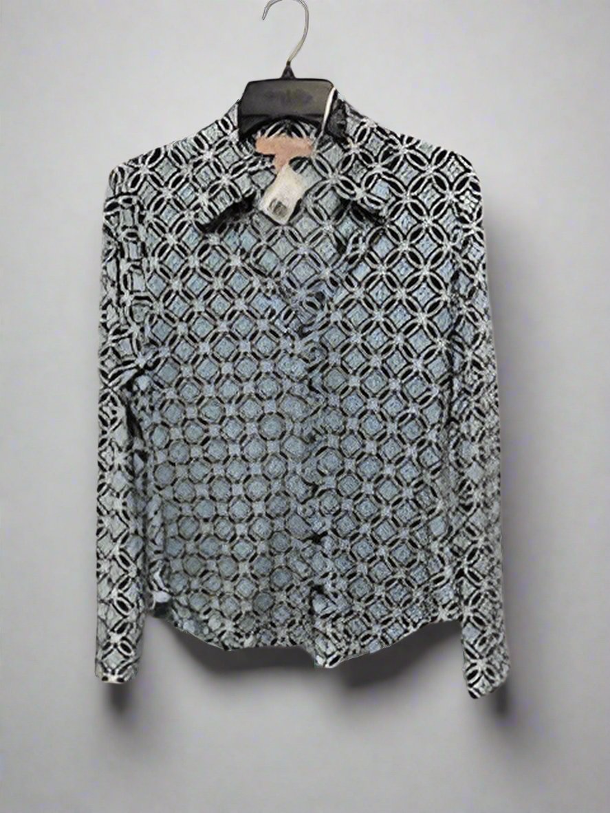 Philosophy - Blues - Long Sleeve Button Up - Pattern - Size M