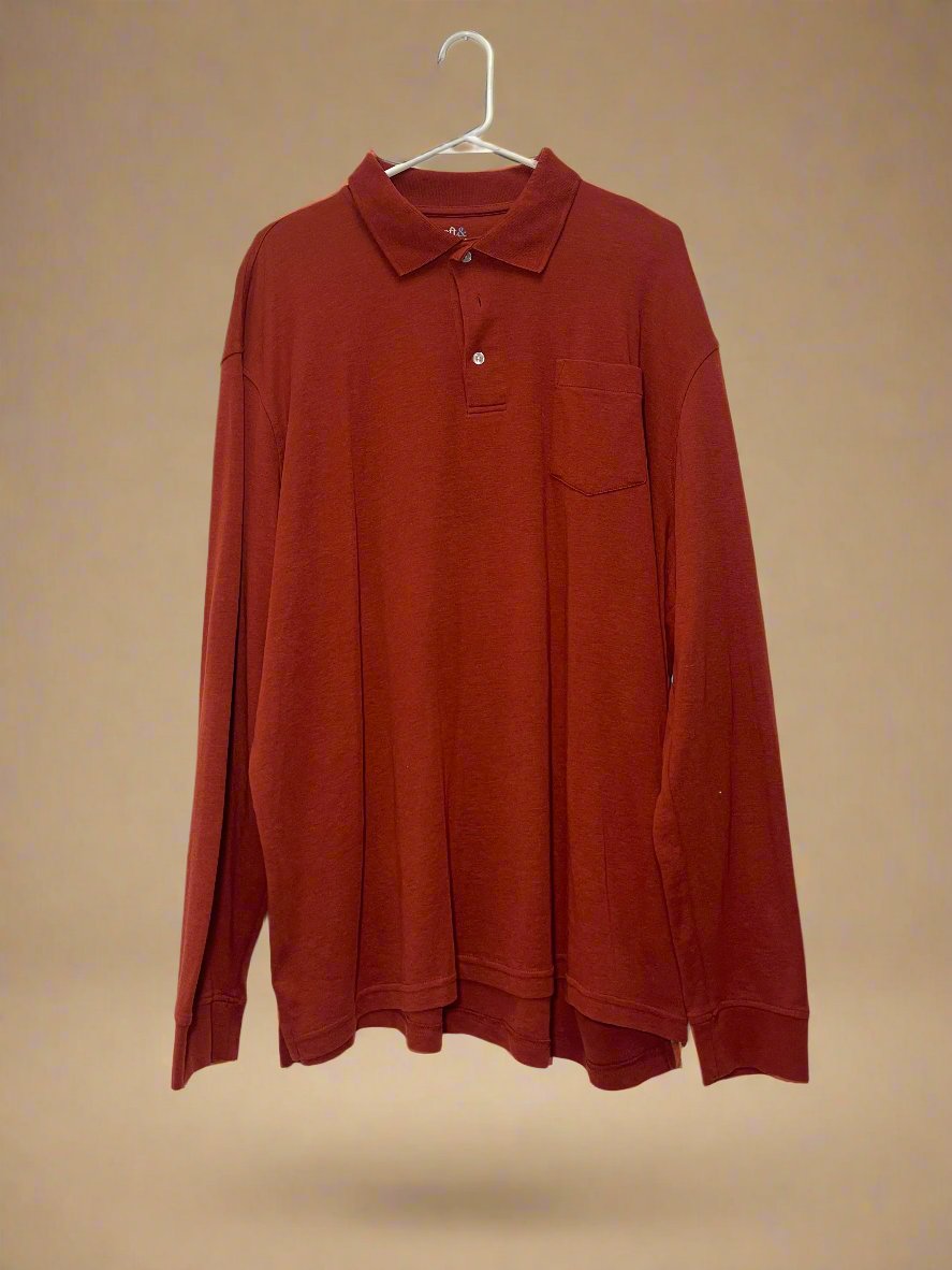 Croft & Barrow - Burnt Orange - Long Sleeve - Collared - Tee - Size XXL