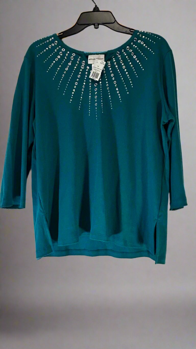 Alfred Dunner - Teal - 3/4 Sleeve - Bedaz Neckline - Size L