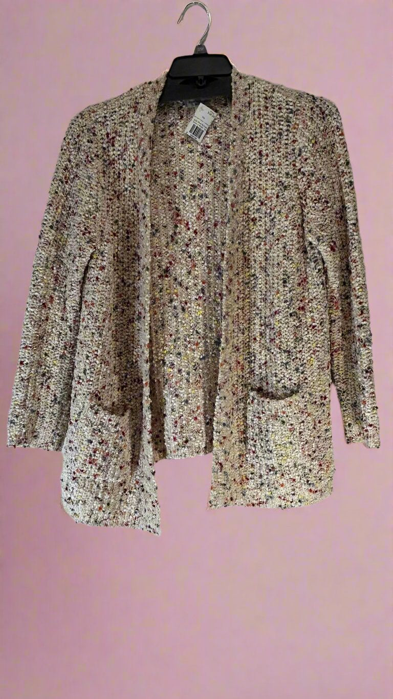 John Paul Richard - Ivory + Multi - Open Knit Cardigan - Colorful Dots - Size PL