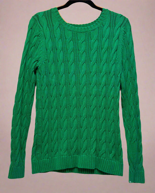 Green Land's End LS Knit Sweater Pattern, S