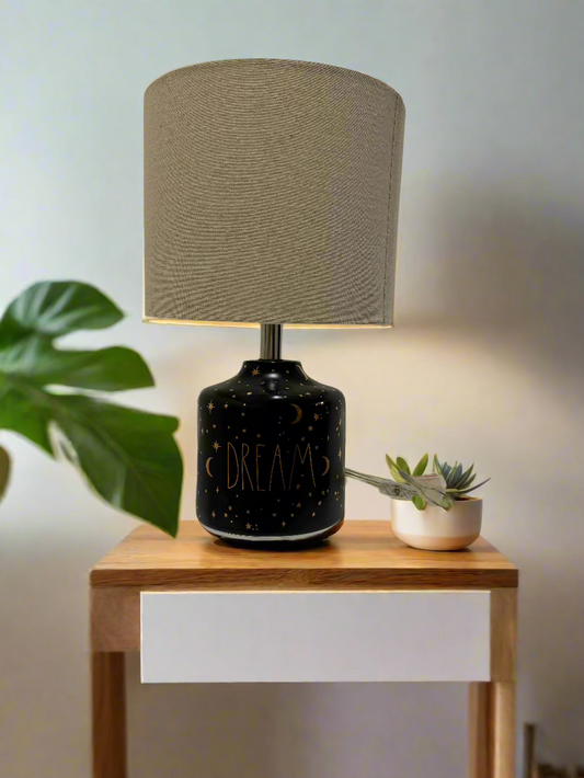 Tan Shade Rae Dunn Black Starry Base Lamp