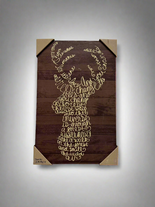 Brown&Tan NVGA Wood w/ Deer made out of words, S/M