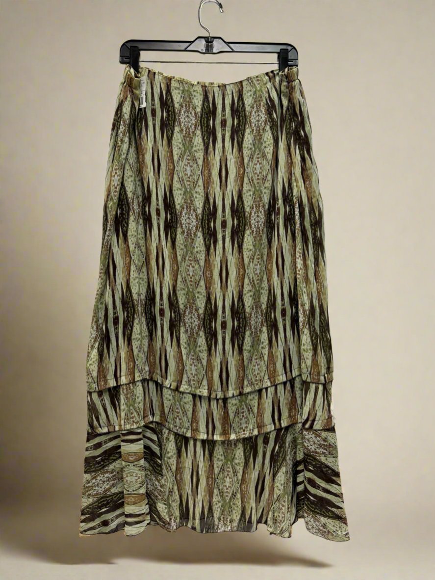 Ashley Stewart - GreenBrown - Pattern Long Skirt - Size 18