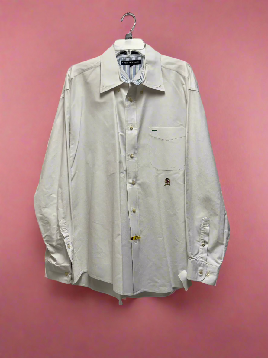 White Tommy Hilfiger Collared Button Up, XL