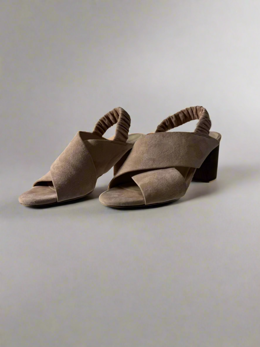 Cole Haan - Pink - Open Toe - X Strap - Suede Heels - Size 7