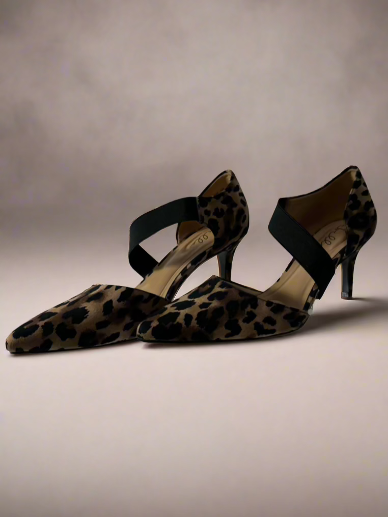 BrownBlk Abella Pointy Cheetah Heels, 8