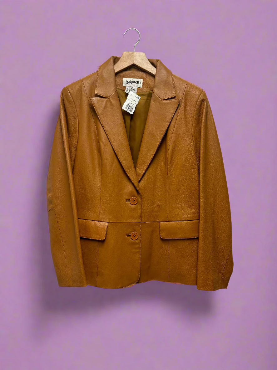 bagatelle - Camel - Vintage - Leather Blazer - Size 10P