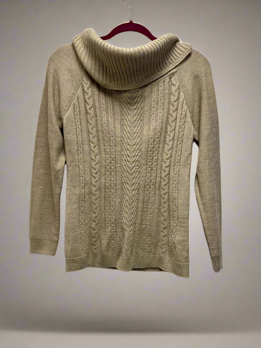 Soho - Tan - Long Sleeve - Cowl Neck - Knit Sweater - Size M