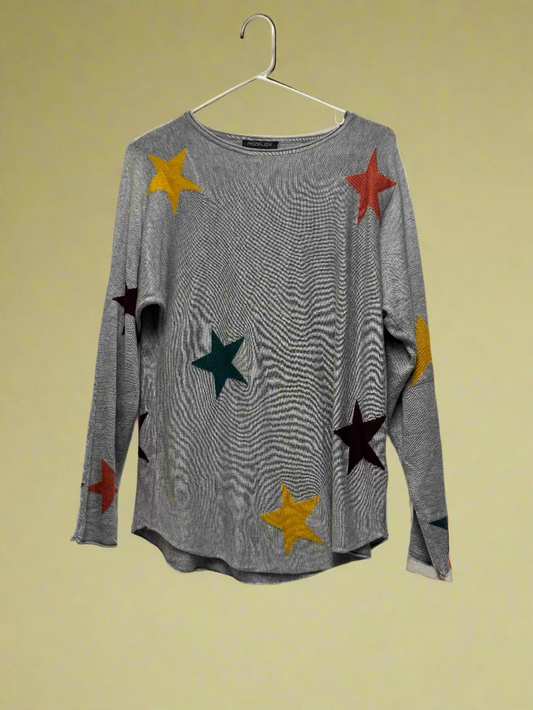 Rachel Zoe - Grey + Multi - Long Sleeves - Stars - Size M