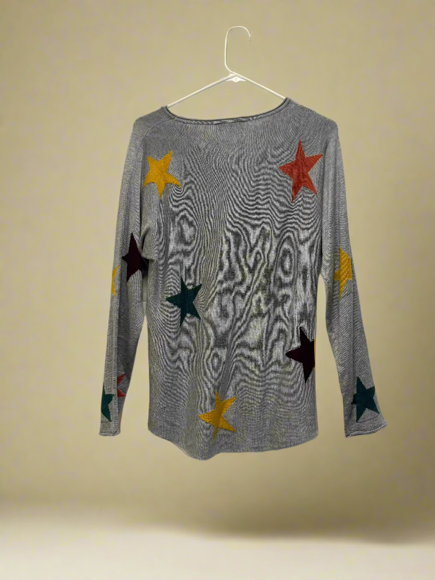 Rachel Zoe - Grey + Multi - Long Sleeves - Stars - Size M