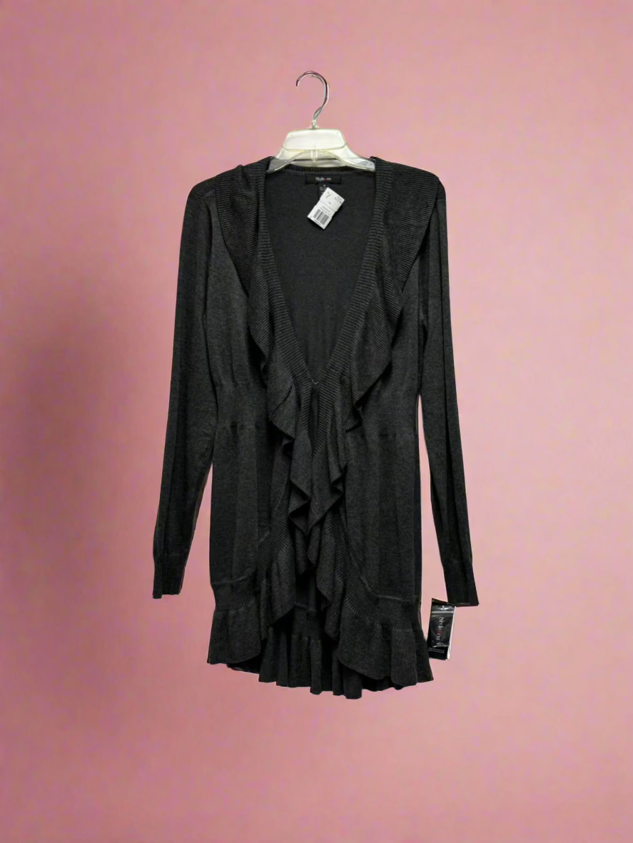 Style&Co. - Charcoal - Long Sleeve - Frilly - Long Open Cardigan - Size S