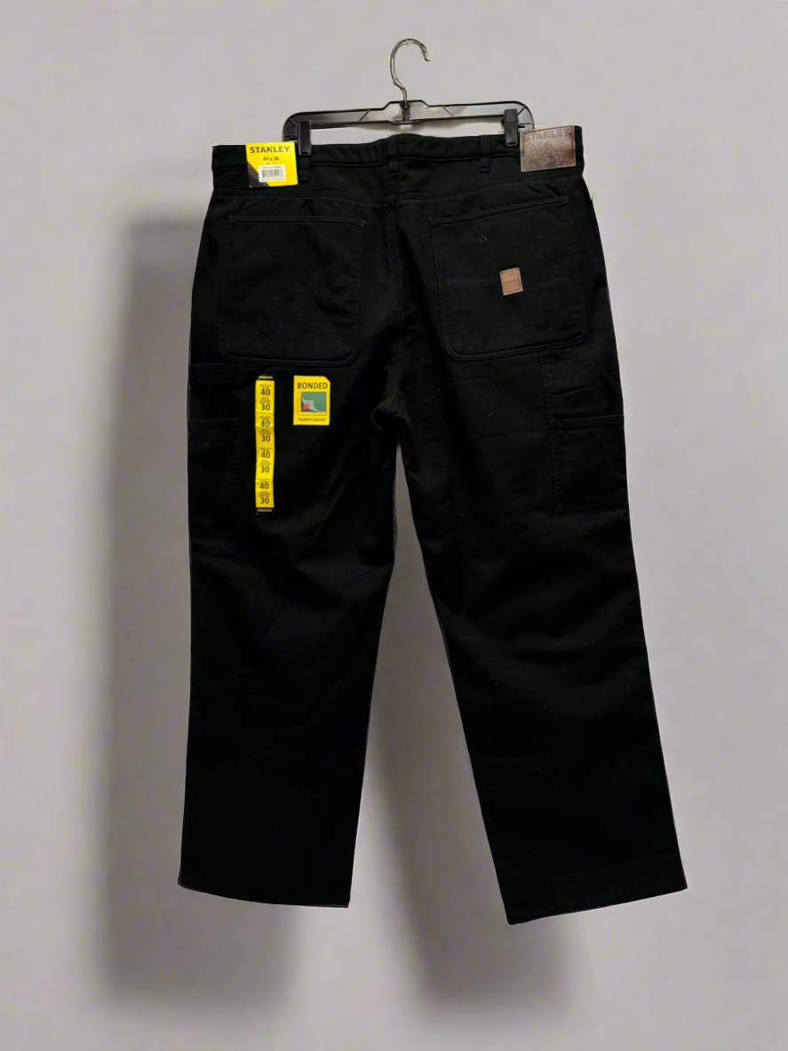 Stanley - Black - Fleece Lined Pants - Size 40x30