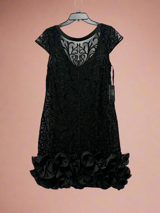 Guess - Black - SS Lace Dress Ruffles - Size 12