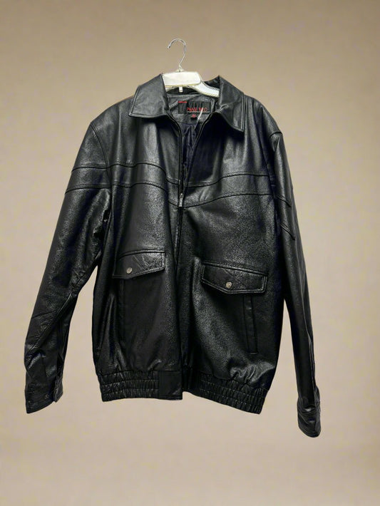 Phase Two - Black - Leather Jacket - Size XLT