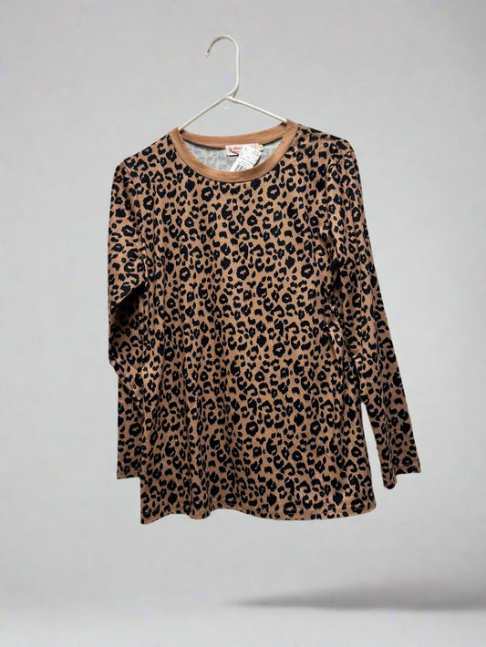 Shmily Girl - Tan & Black - LS Cheetah Crewneck - Size S