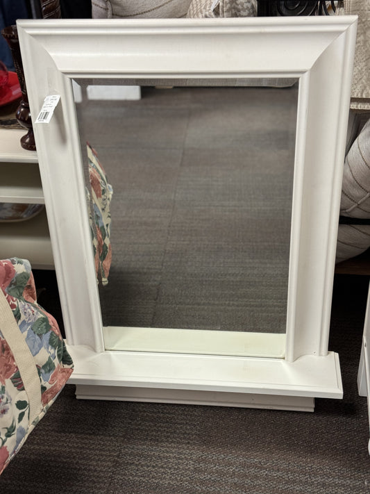 White  Mirror w/ Shelf