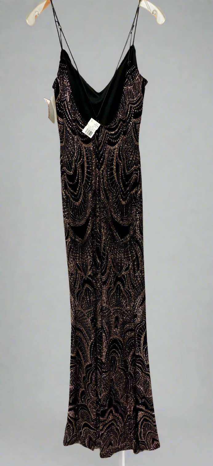 BlackRoseGold JumpApparel SpagStrap Glitter Maxi, 5/6