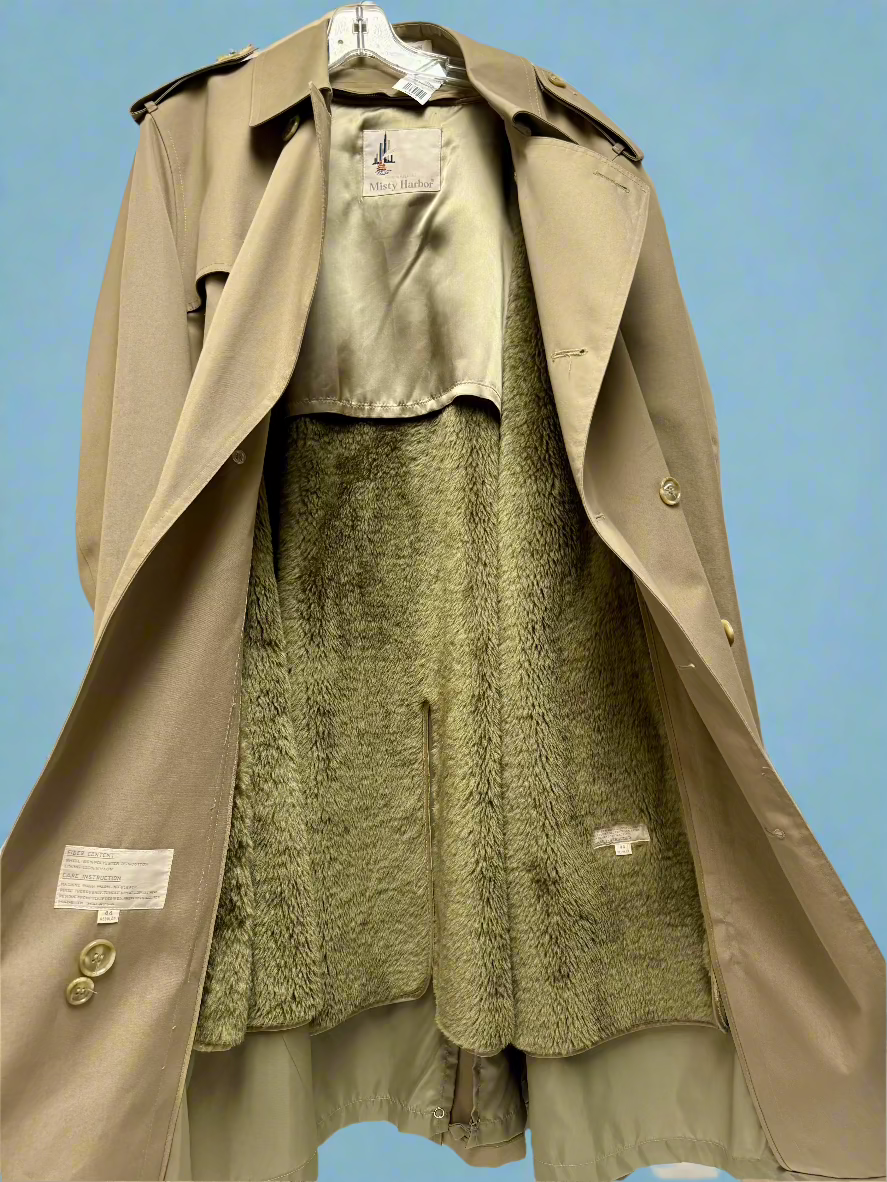 Tan  Lined Trench Coat, 44