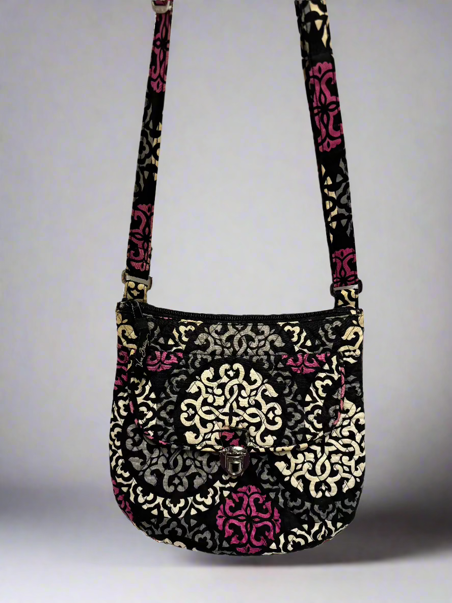 BlackWhiPurple Vera Bradley Crossbody, Large