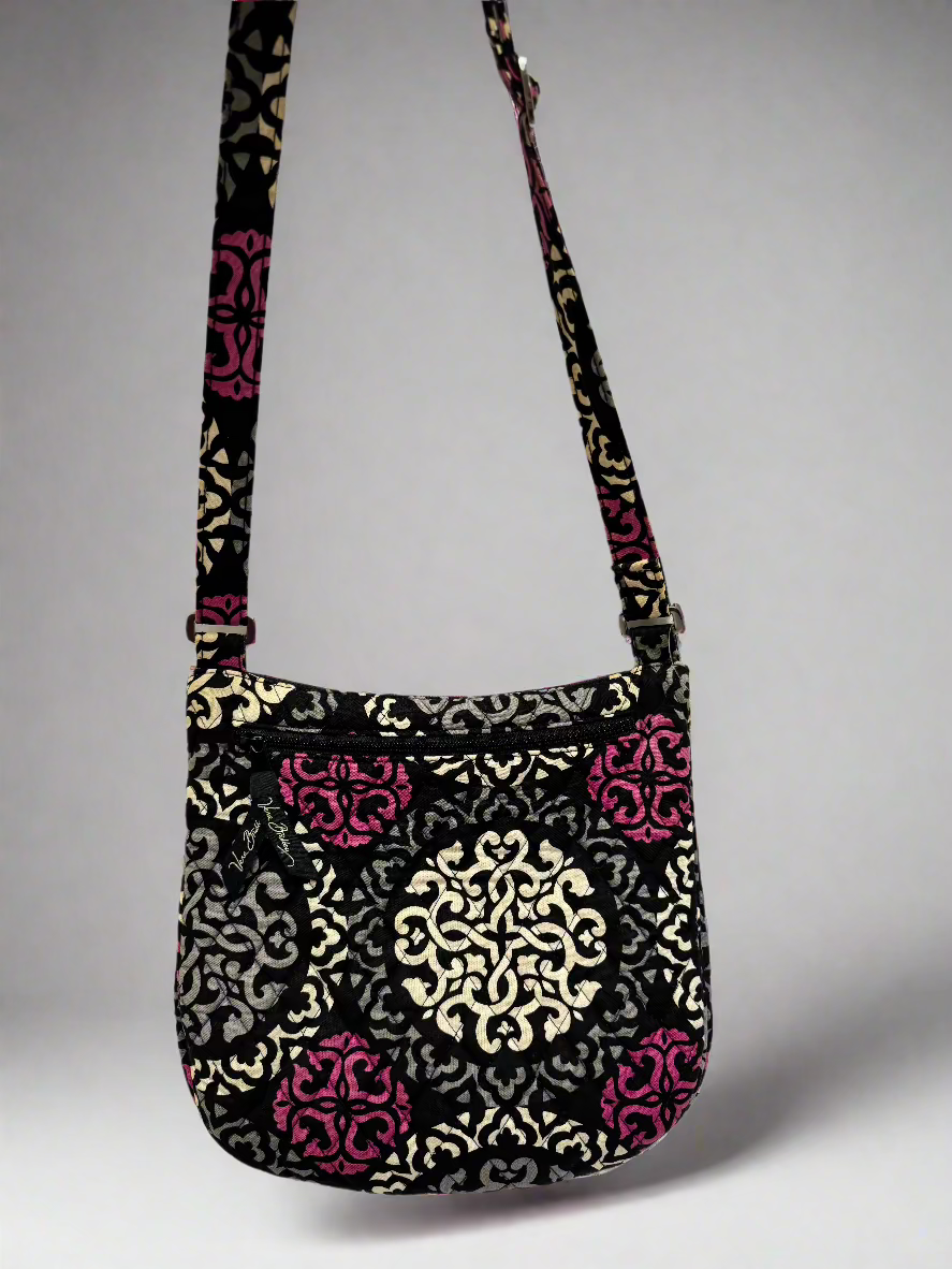 BlackWhiPurple Vera Bradley Crossbody, Large