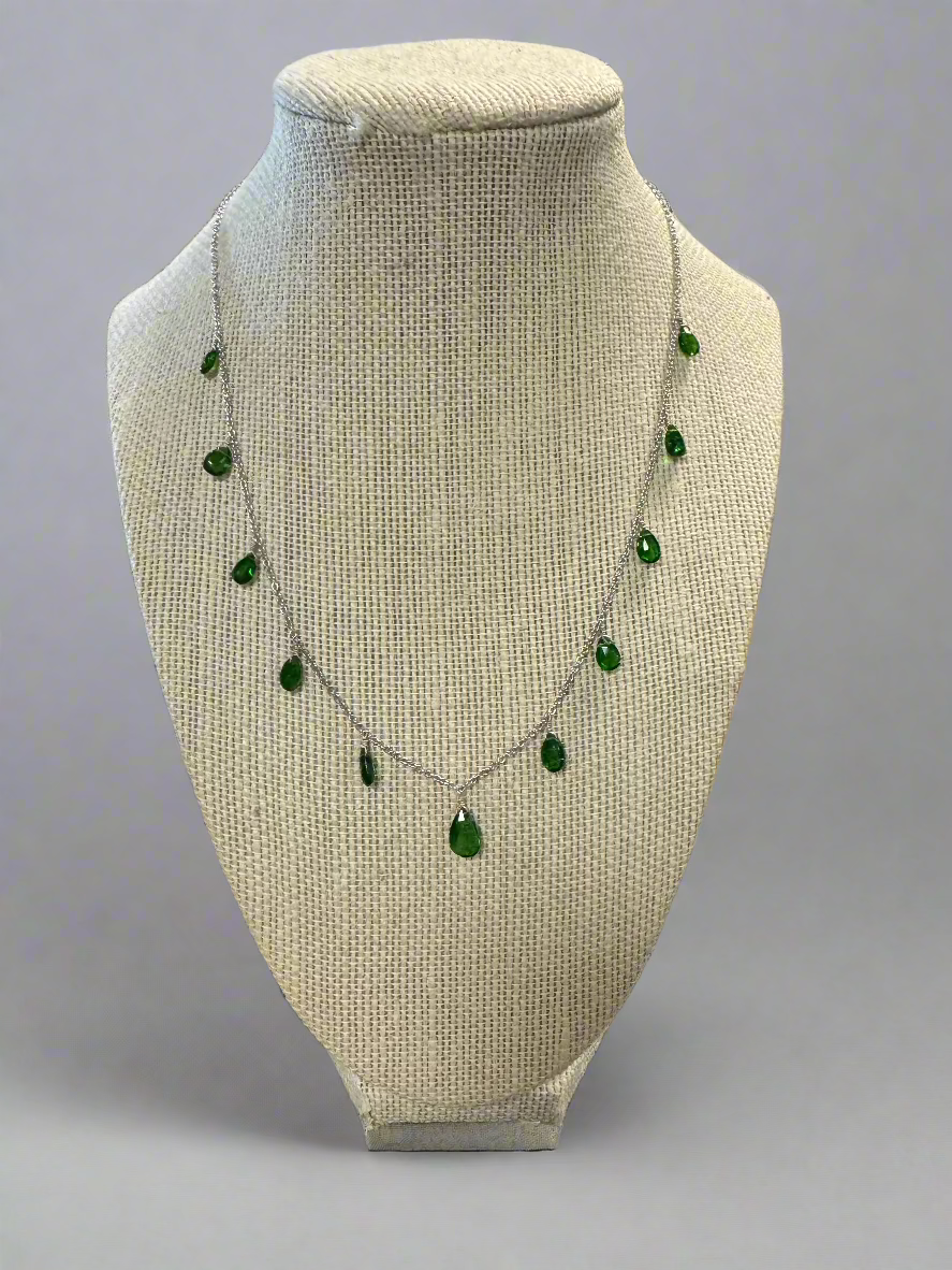 925 - Necklace w/ Green Teardrop Stones