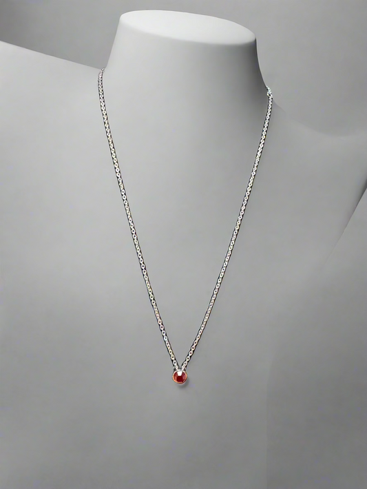 Silver - Necklace w/ Red Stone