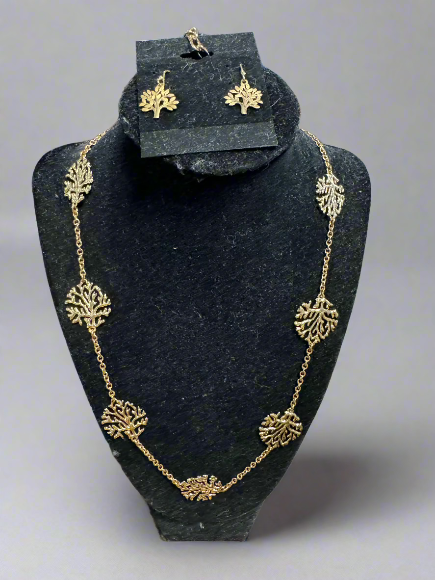 Gold - Tree Necklace &amp; Earrings