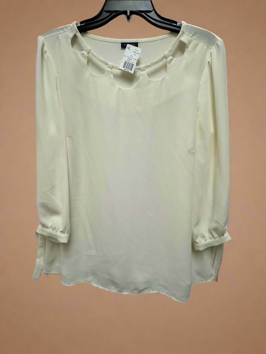 Talbots - White - 3/4S Cut Out Neckline Blouse - Size - LP