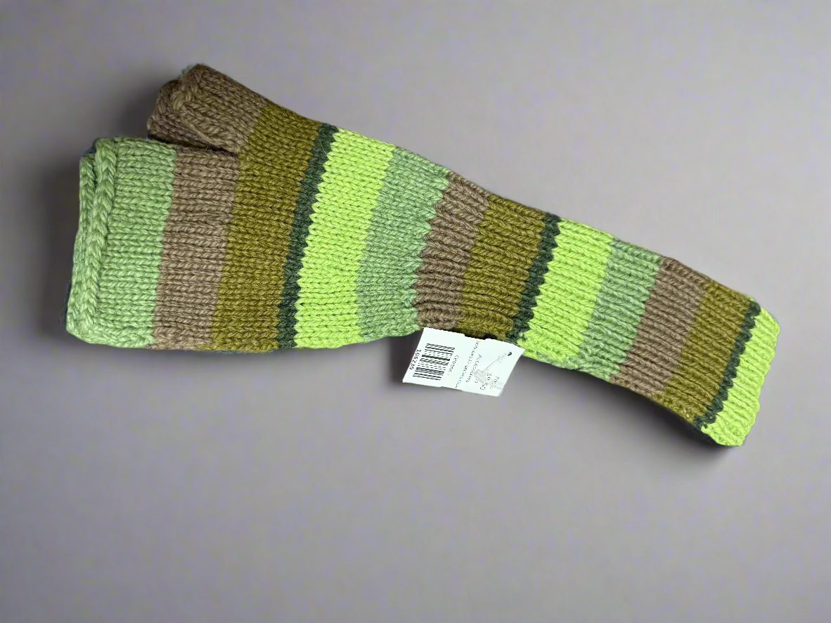 Greens - Horizontal Stripes - Fingerless Gloves